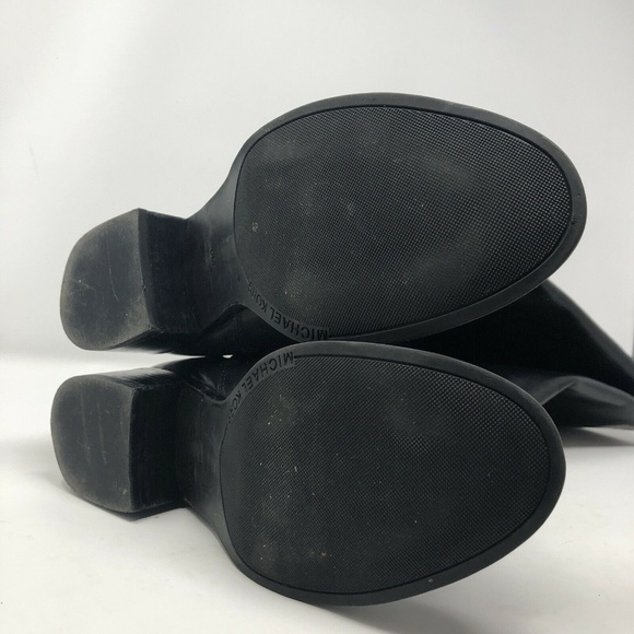 Michael Kors Black Leather Hamilton MK Charm Boots - Picture 6 of 7